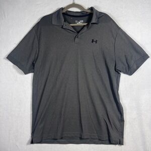 Under Armour HeatGear Polo Shirt Mens XL Gray Loose Fit Short Sleeve Golf Tee